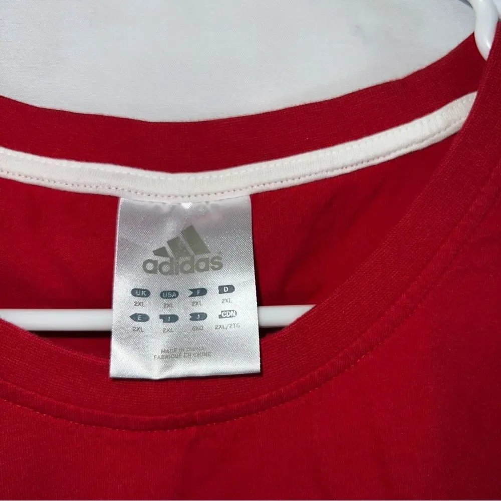 Adidas Three Blue Stripe Great Britain Red Short Sleeve Tee 0626